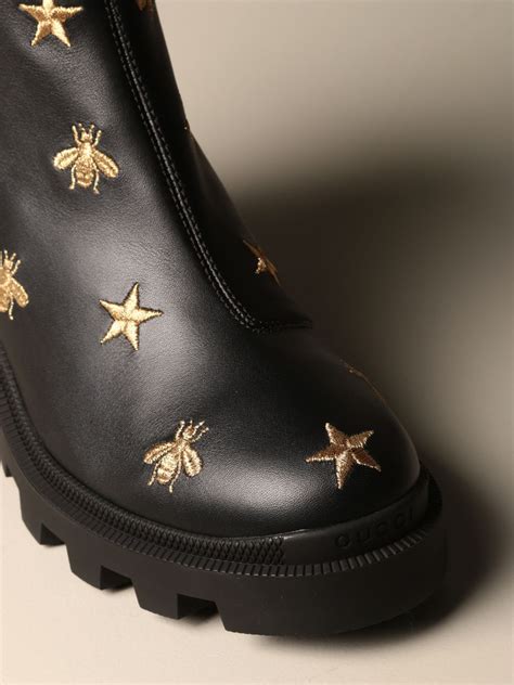 gucci bee and star boots|gucci black boots with bees.